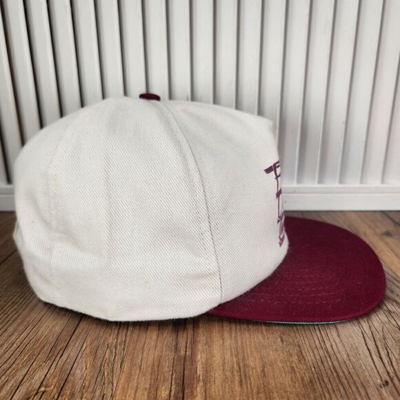 VINTAGE Farmers Union Insurance Hat Cap Snapback Maroon Made in USA L.W. Barrett - Picture 4 of 11